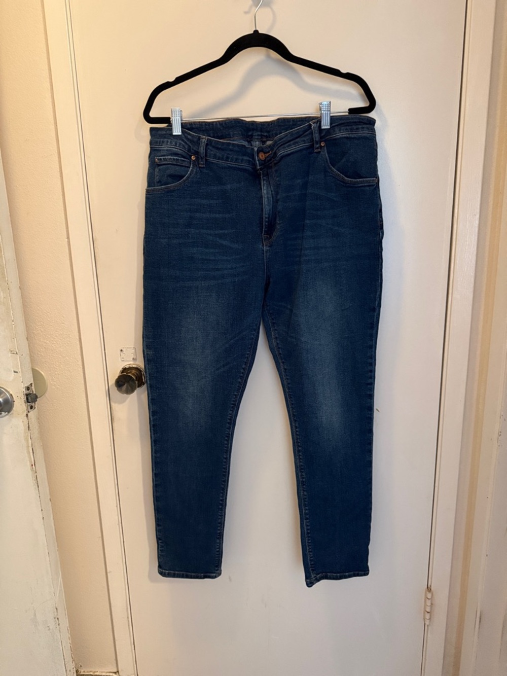 ASOS Blue Denim Jeans with Brown Leather Patch